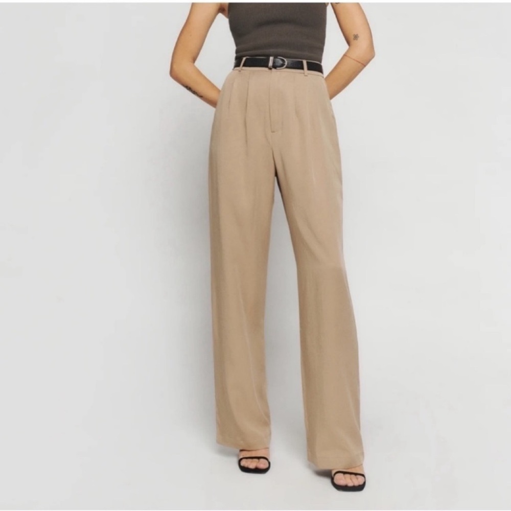 Reformation Tan Wide Leg Pants